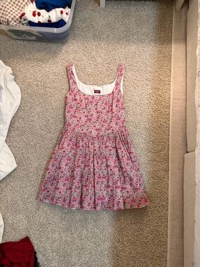 LoveShackFancy x Liberty Pink Floral Sundress with White Trim